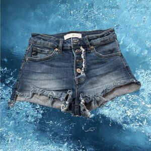 KanCan Dark Blue Distressed Jean Shorts